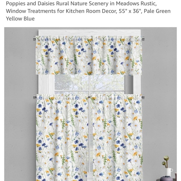 2 sets of 3 piece curtain set: 1 valance/2 cafe curtains.55”x 36” 6 piecefor $24 - Picture 7 of 7
